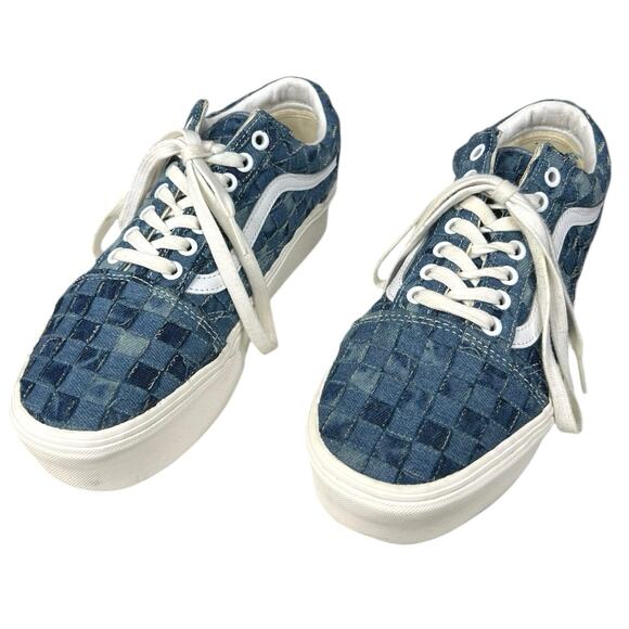 Vans Unisex Stackform Blue Woven Denim Platform Sneaker Size M 8 W 9.5 - Picture 6 of 11